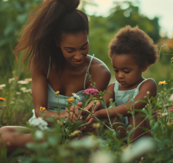 Mother and Child Gardening